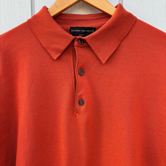 VITTORIO ROCCHETTI—Milano—Burnt Orange Pullover Polo—Men’s M—Wool Blend—USA Made - Picture 1 of 10